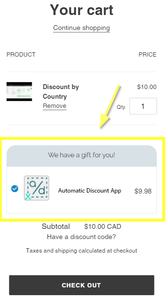Display Gifts & Upsells in Cart