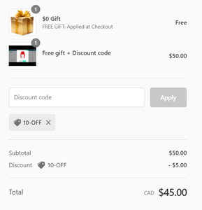 Free gift + Discount code