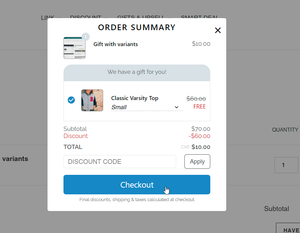 Gifts and Smart deals notification - Order Summary popup